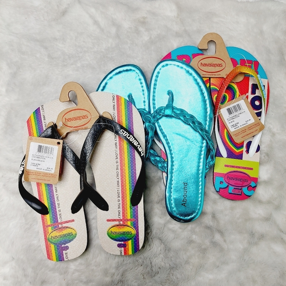 New Bundle of 3 Abound/Havanaias Blue/Black Thong Slip On Sandal S102